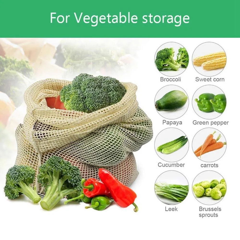 Reusable Cotton Mesh Bags