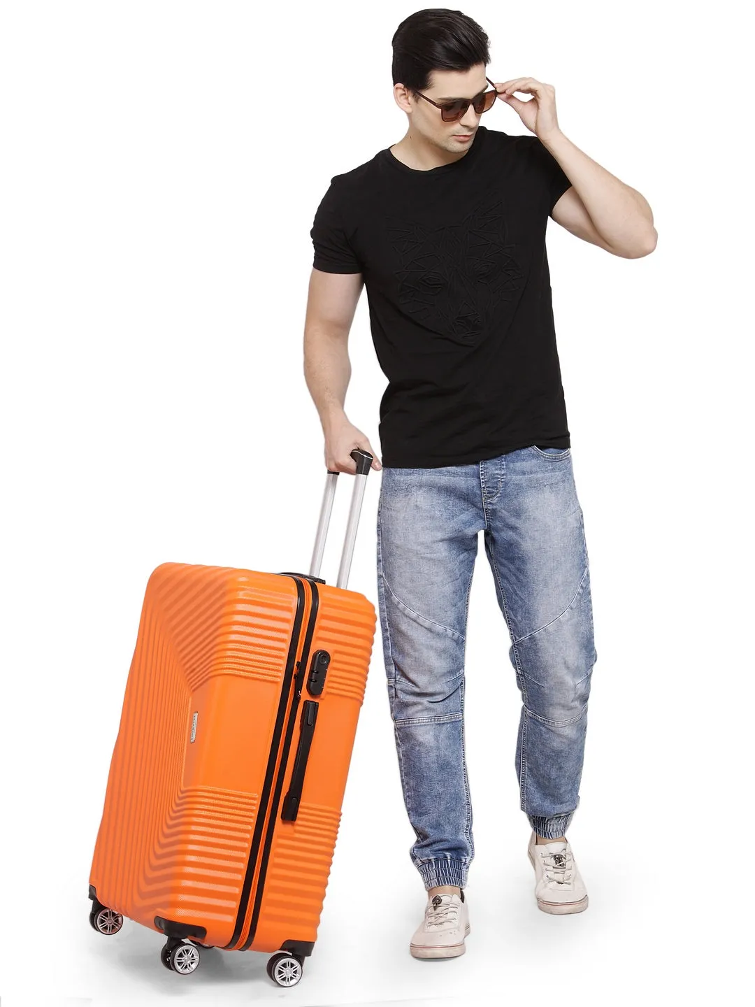 Teakwood Unisex Orange Trolley Bag - Large