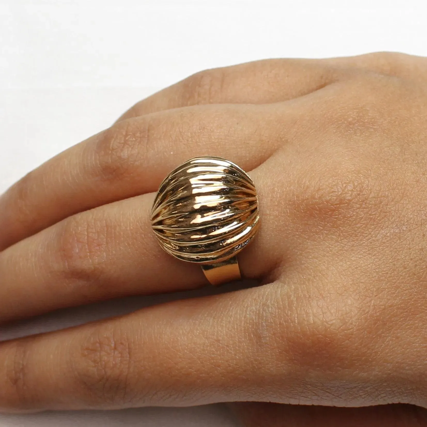 TFC 24K Small Vortex Gold Plated Adjustable Ring