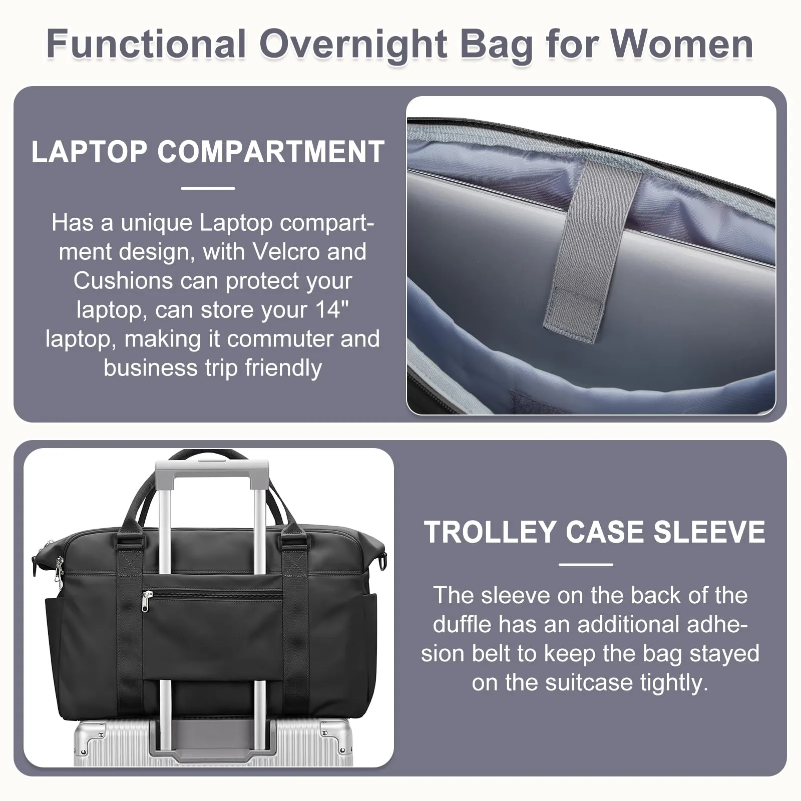 Travel Duffel Bag with Laptop Compartment