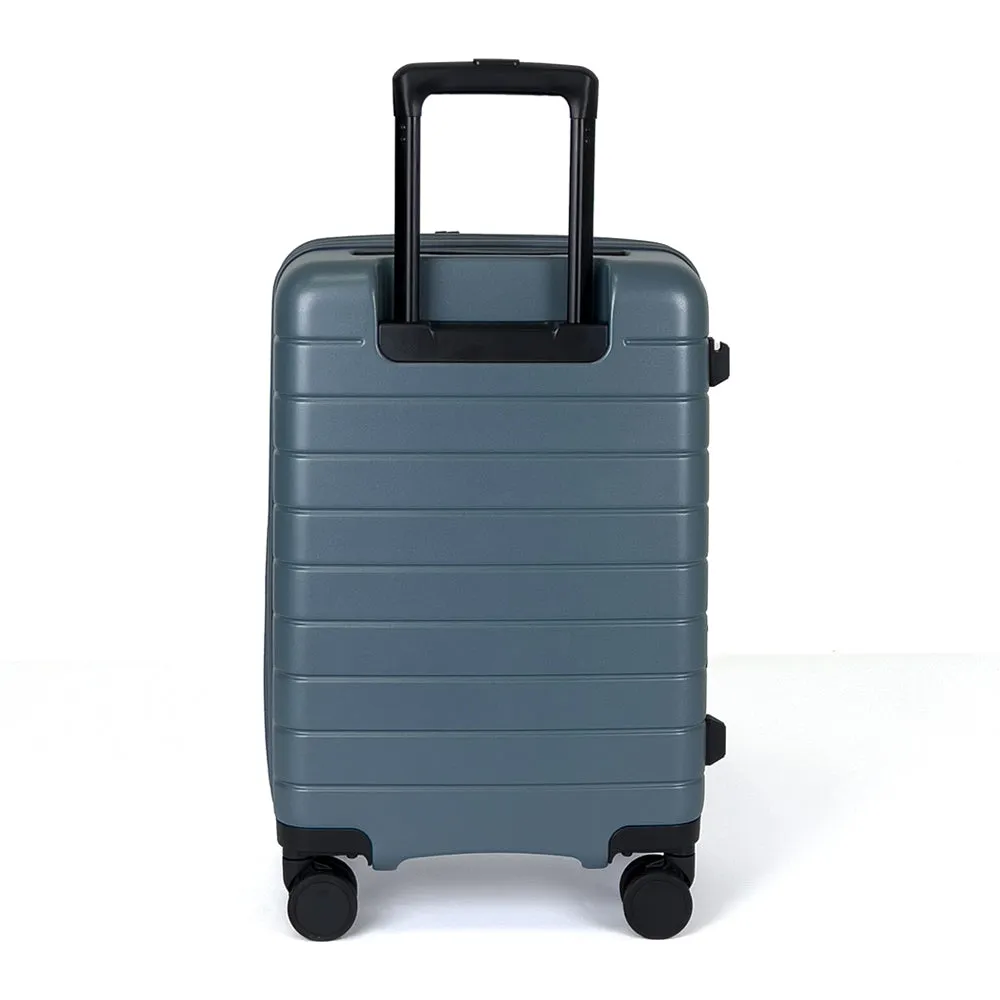 turaco 20" Silent Double Wheel Expandable Polycarbonate Hard Case Luggage with Anti-Theft Zipper & TSA Lock - Stone Blue