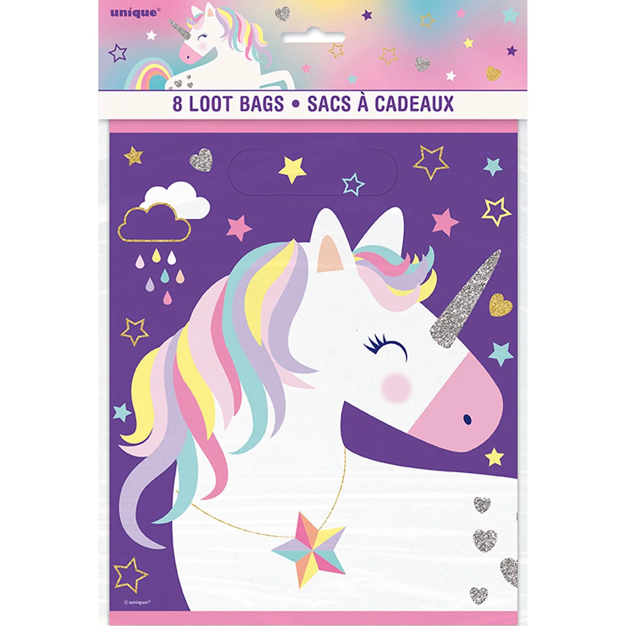 Unicorn Galaxy Birthday Loot Bags, 8 Count