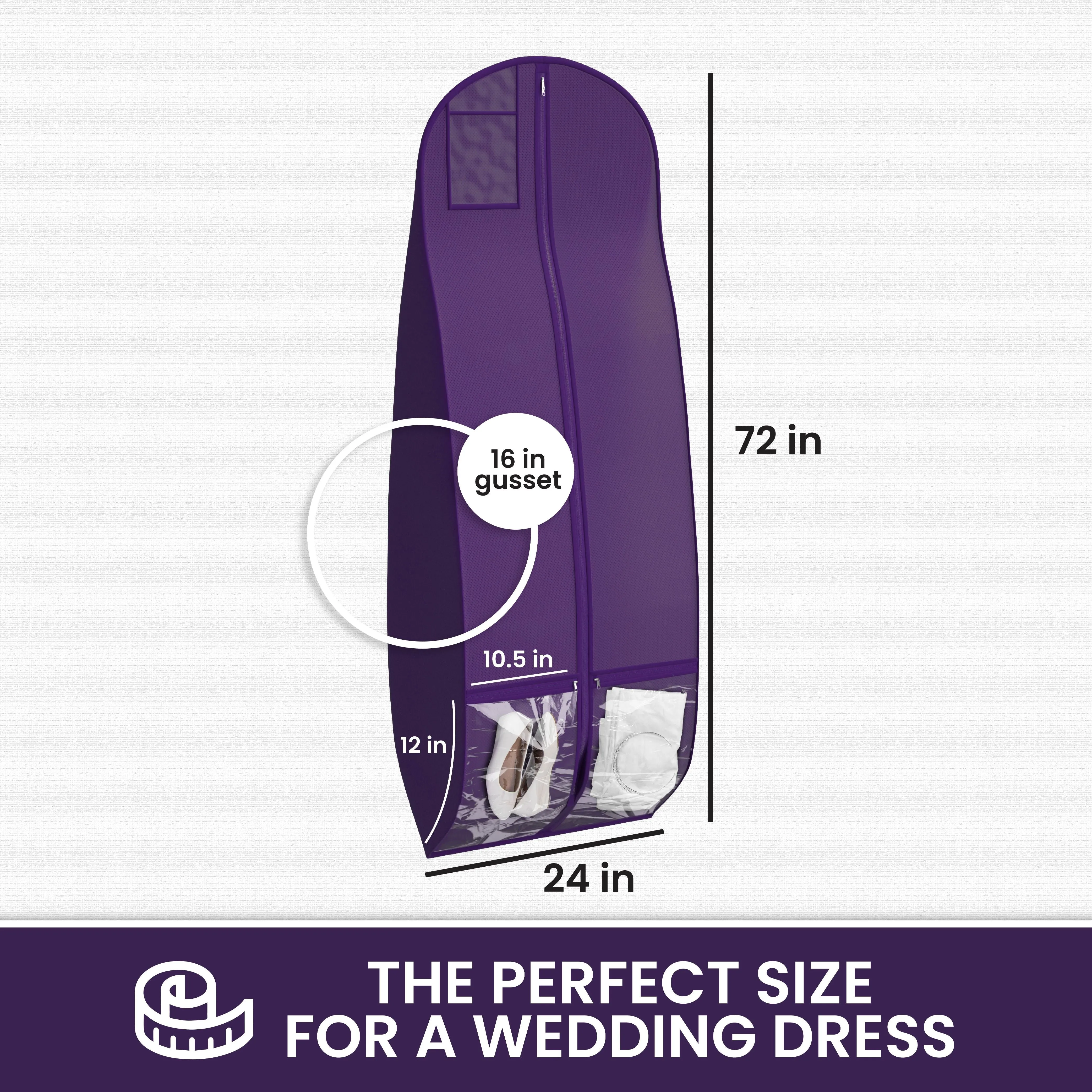 Wedding Dress Garment Bag 16 inch Gusseted, for Long Puffy Gowns, Clear Vinyl Pouch for Labeling