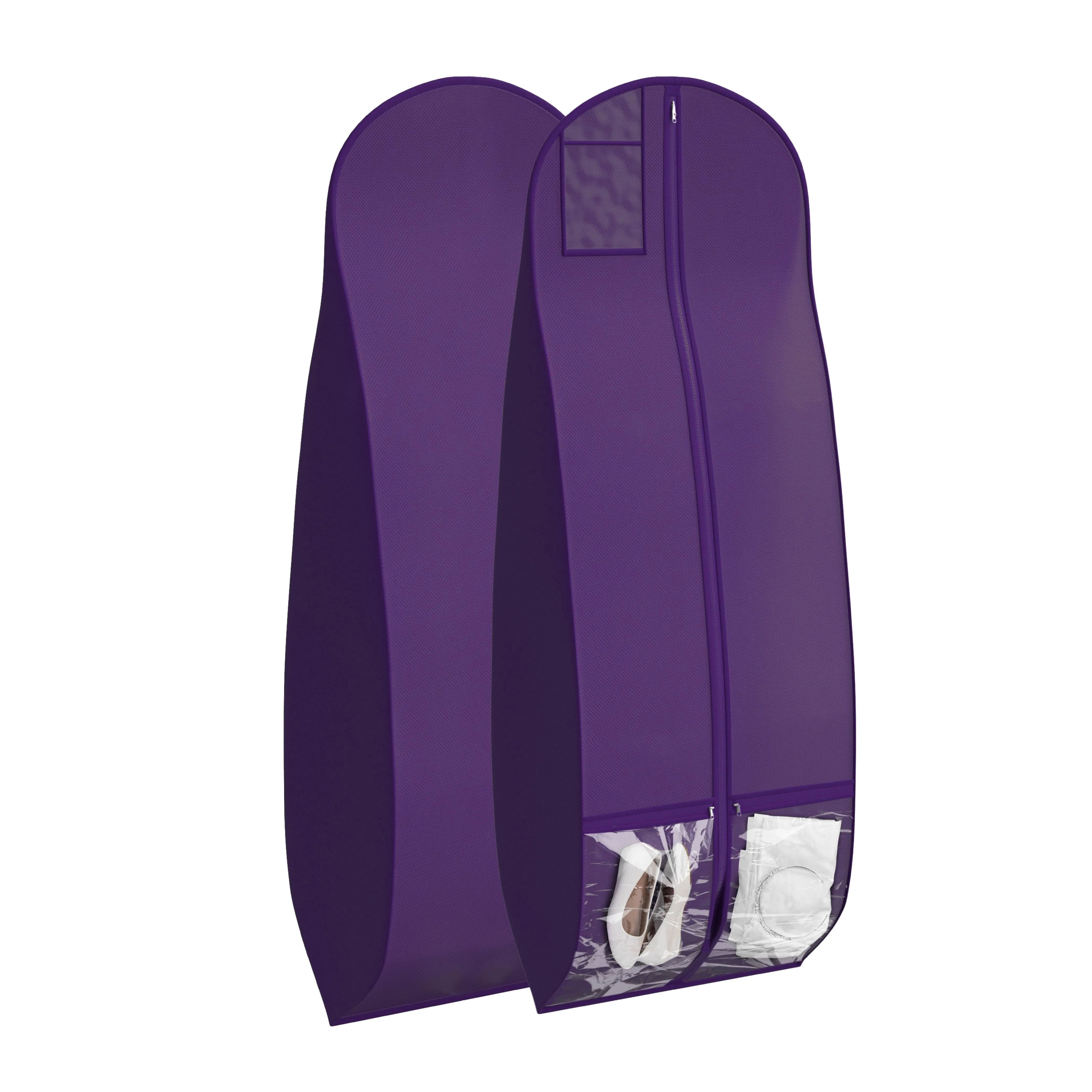 Wedding Dress Garment Bag 16 inch Gusseted, for Long Puffy Gowns, Clear Vinyl Pouch for Labeling