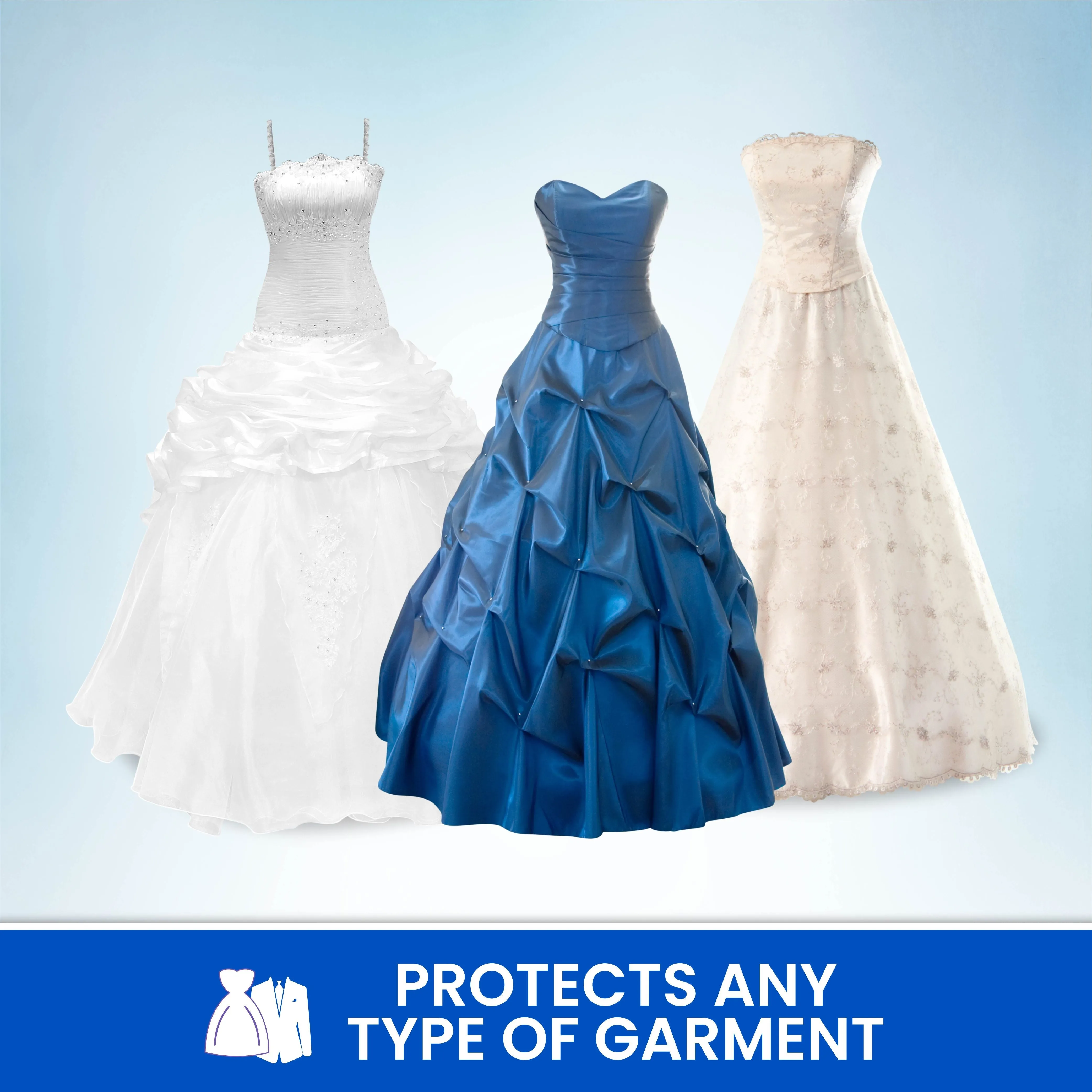 Wedding Dress Garment Bag 16 inch Gusseted, for Long Puffy Gowns, Clear Vinyl Pouch for Labeling