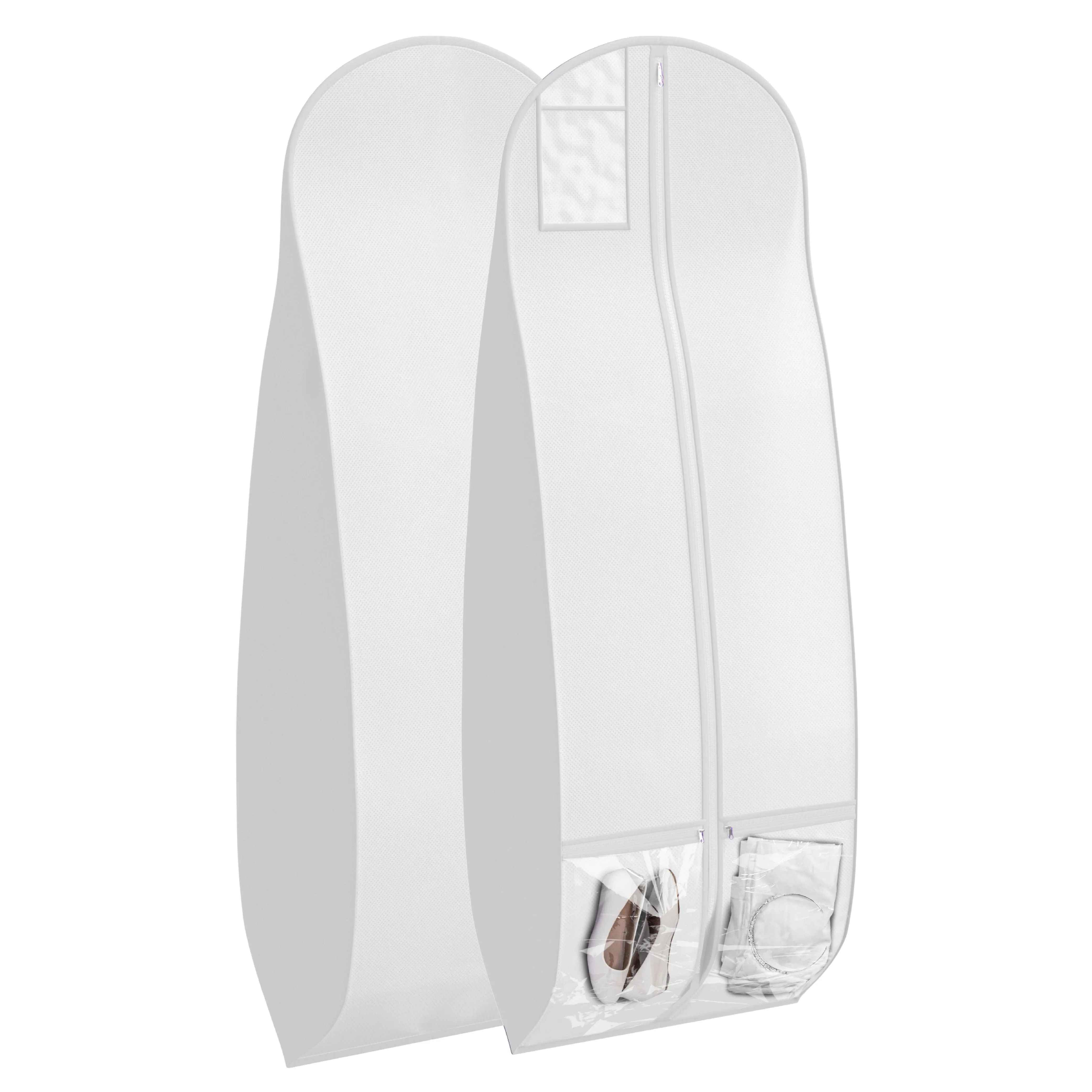 Wedding Dress Garment Bag 16 inch Gusseted, for Long Puffy Gowns, Clear Vinyl Pouch for Labeling