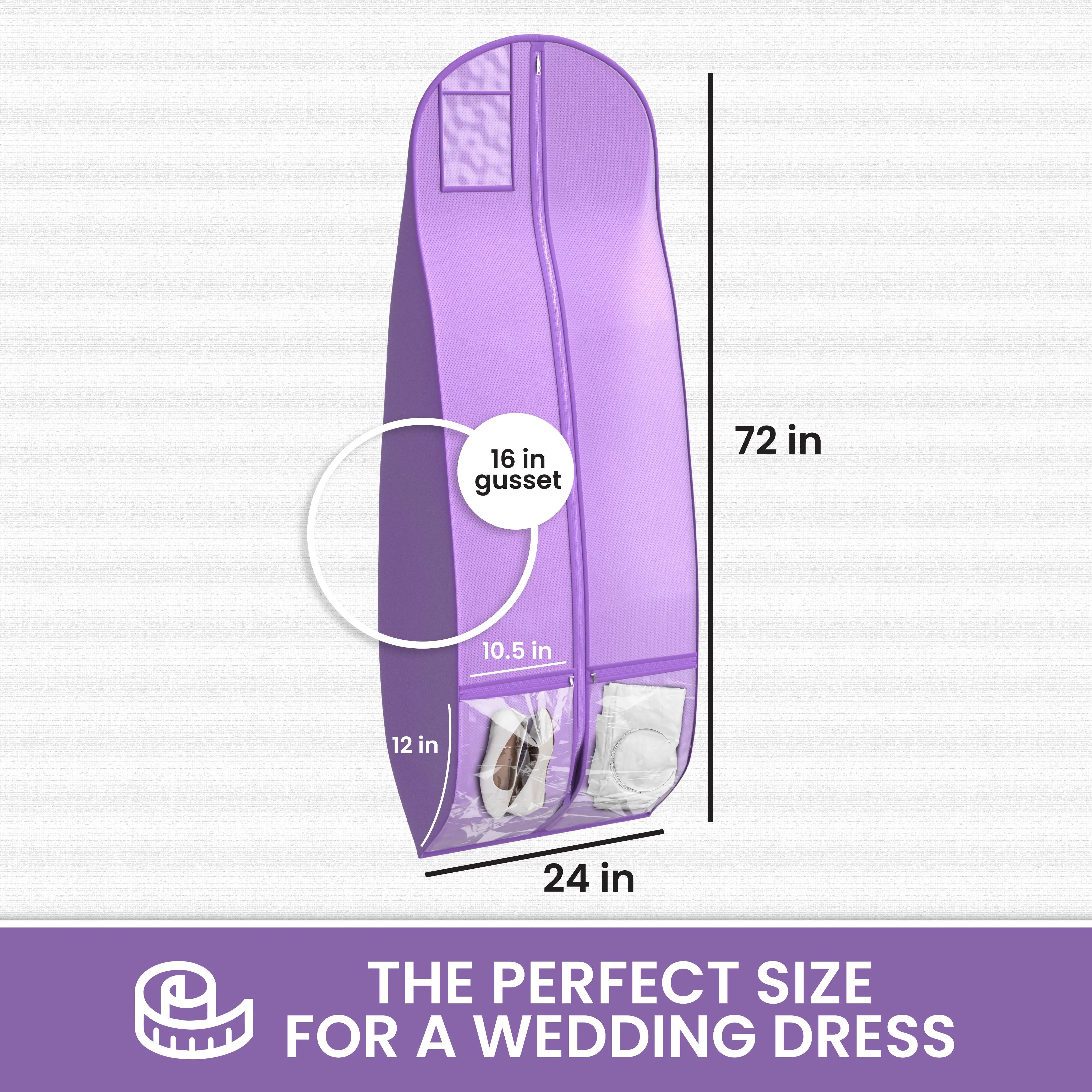 Wedding Dress Garment Bag 16 inch Gusseted, for Long Puffy Gowns, Clear Vinyl Pouch for Labeling