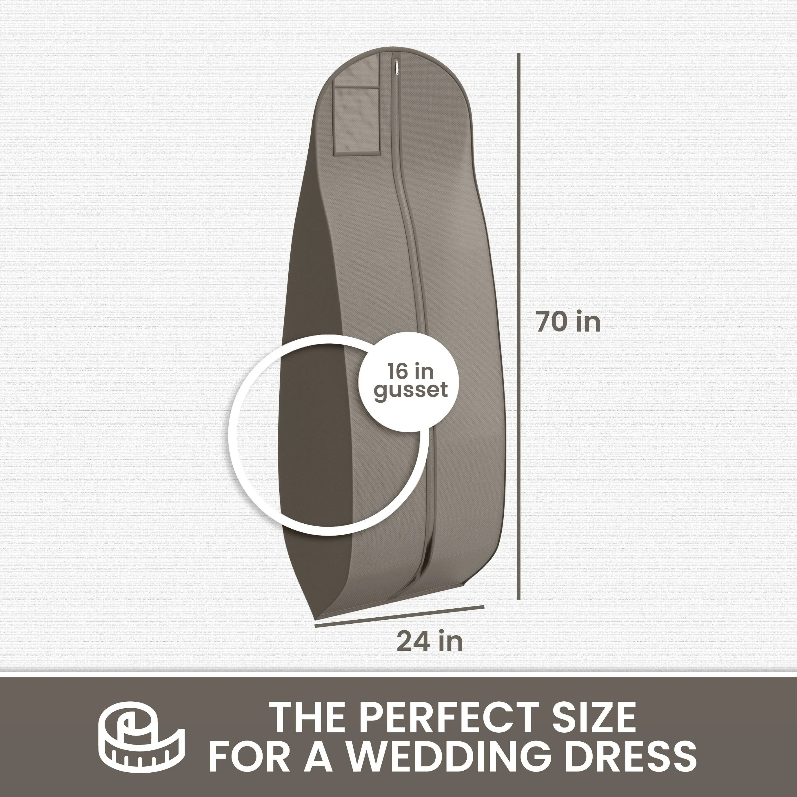 Wedding Dress Garment Bag 16 inch Gusseted, for Long Puffy Gowns, Clear Vinyl Pouch for Labeling