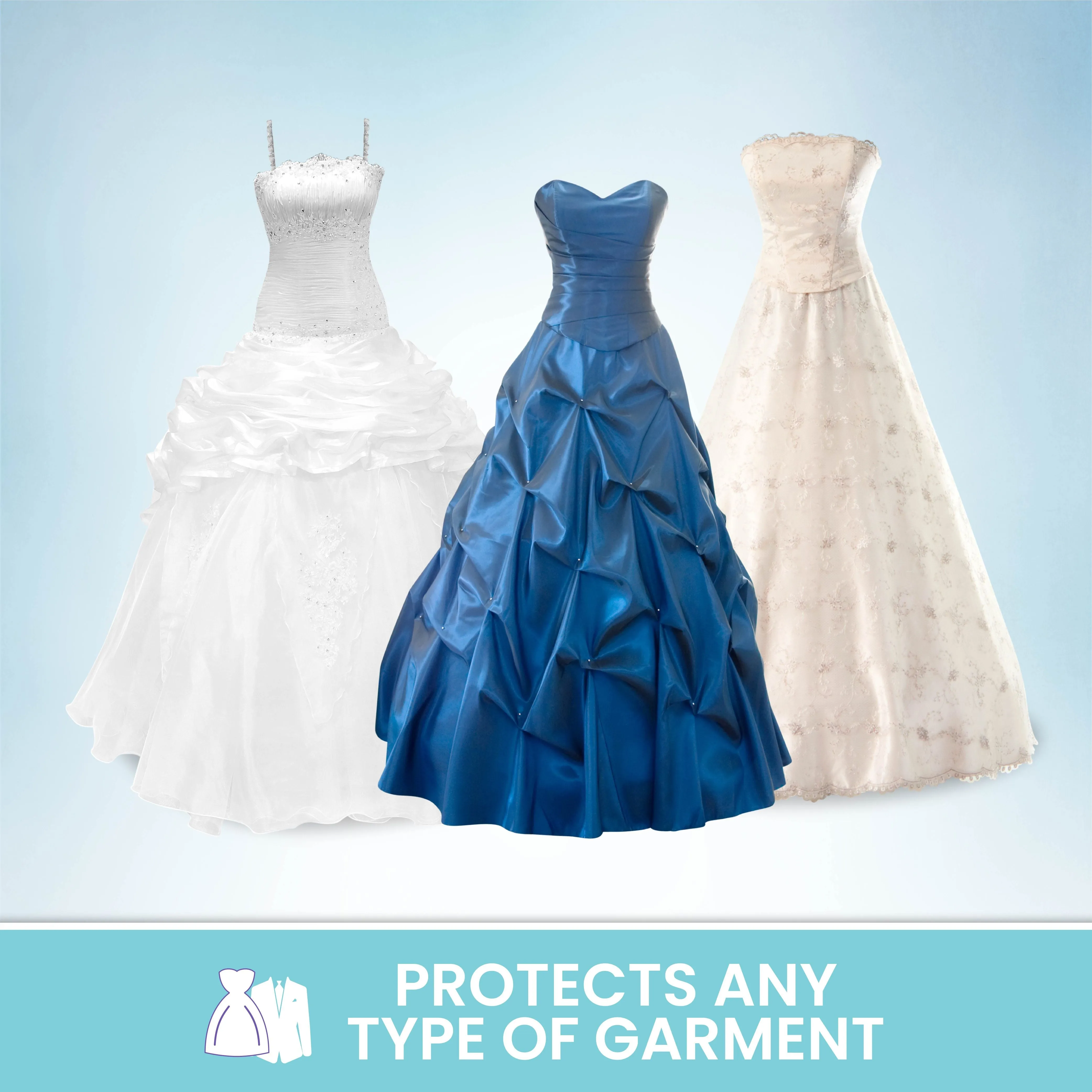 Wedding Dress Garment Bag 16 inch Gusseted, for Long Puffy Gowns, Clear Vinyl Pouch for Labeling