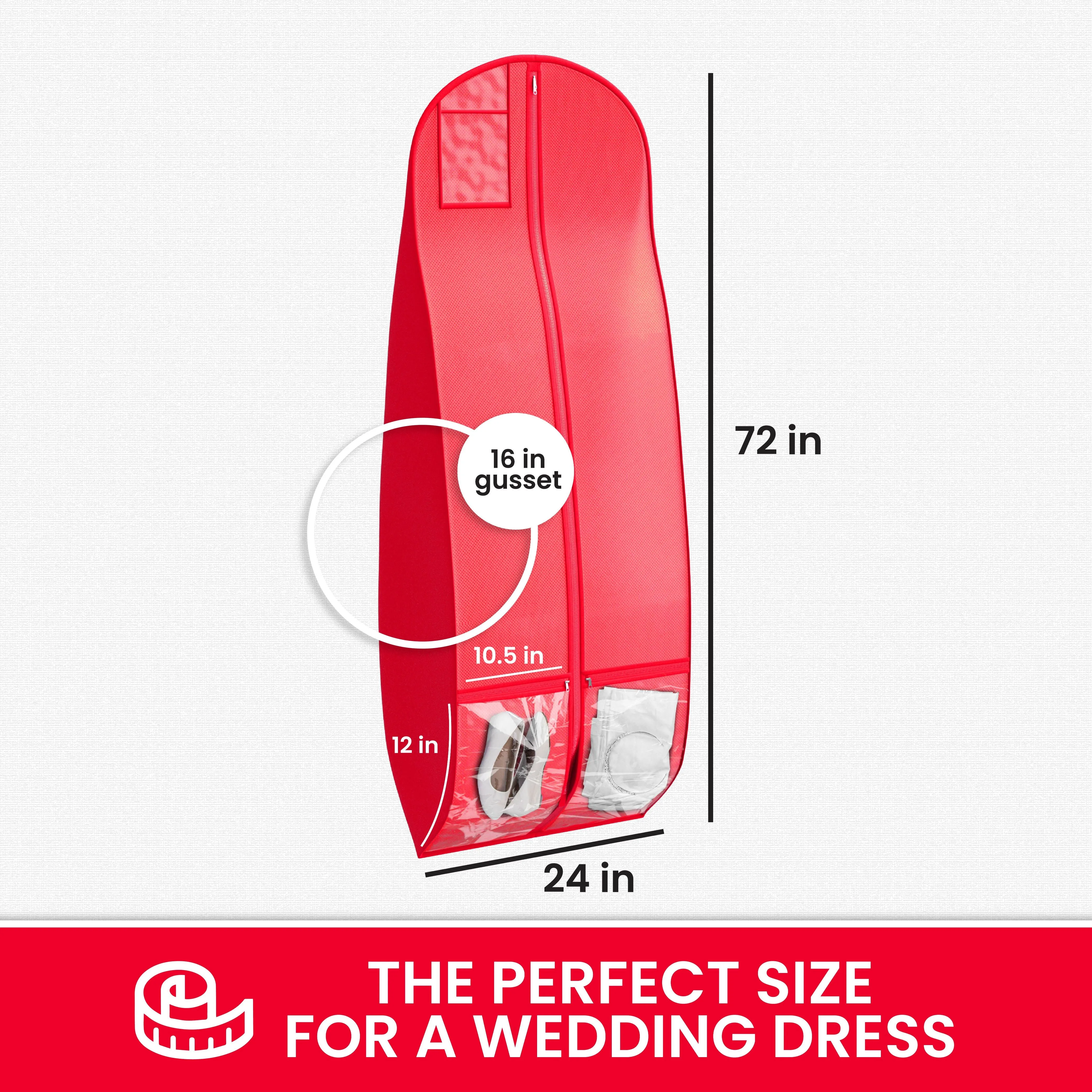 Wedding Dress Garment Bag 16 inch Gusseted, for Long Puffy Gowns, Clear Vinyl Pouch for Labeling
