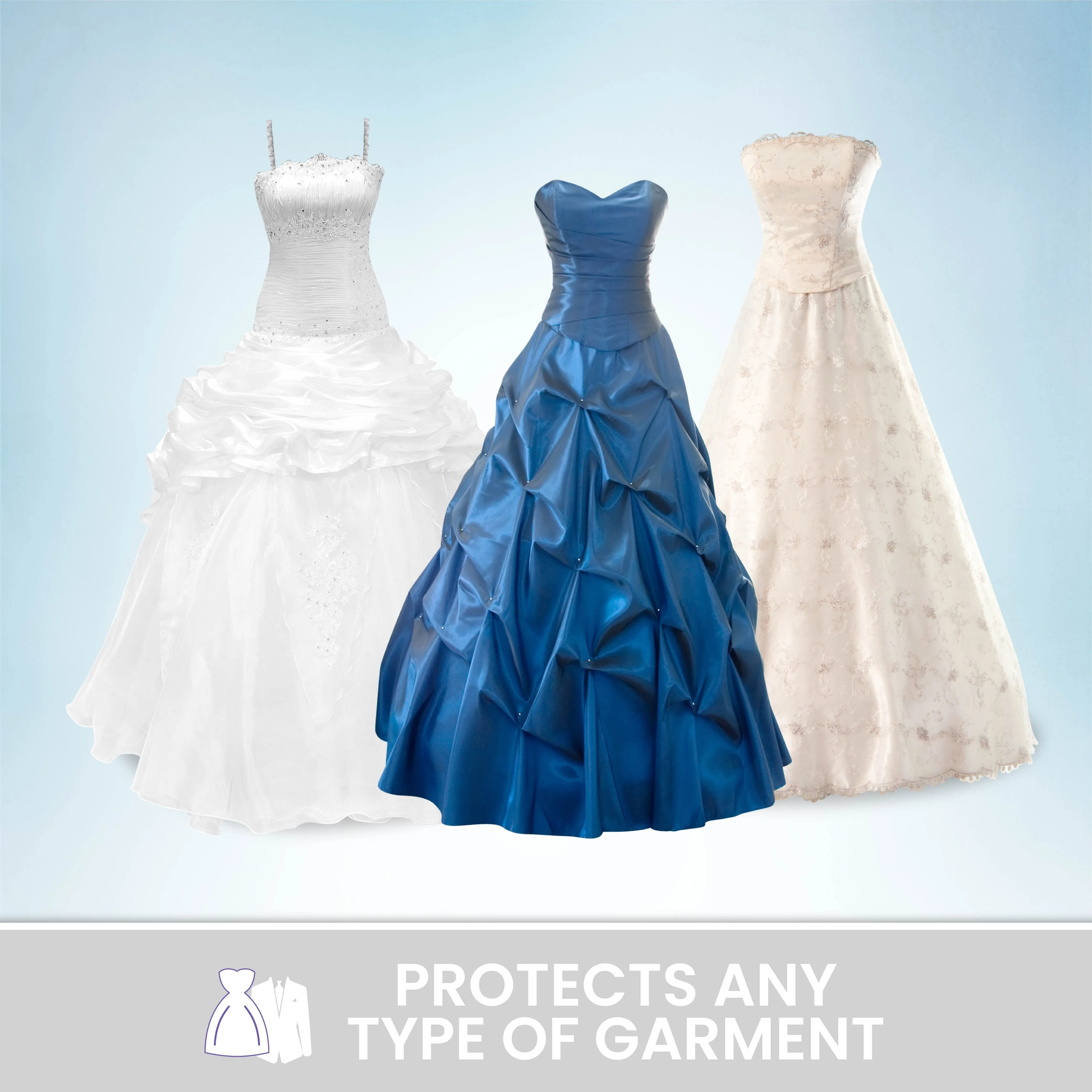 Wedding Dress Garment Bag 16 inch Gusseted, for Long Puffy Gowns, Clear Vinyl Pouch for Labeling