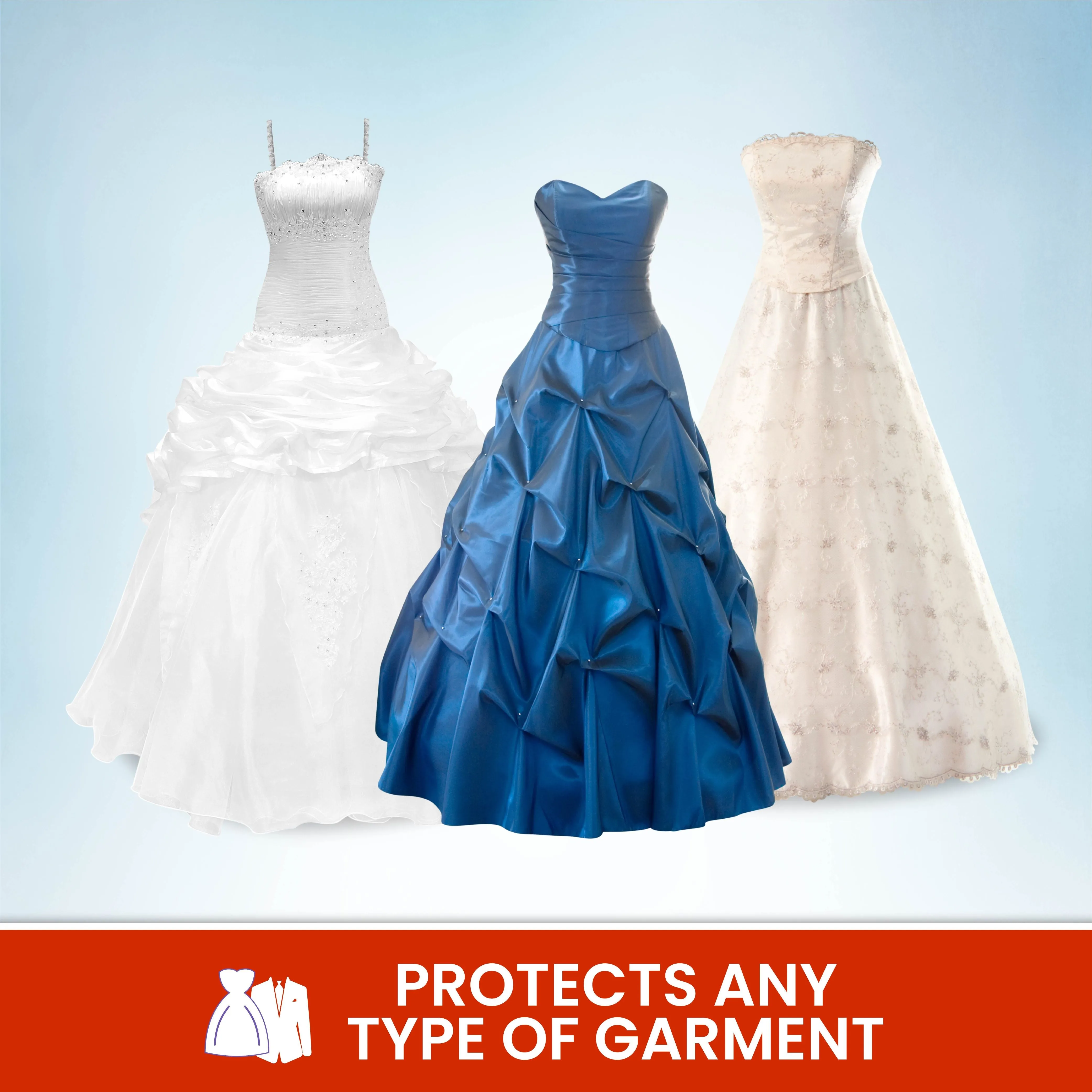 Wedding Dress Garment Bag 16 inch Gusseted, for Long Puffy Gowns, Clear Vinyl Pouch for Labeling