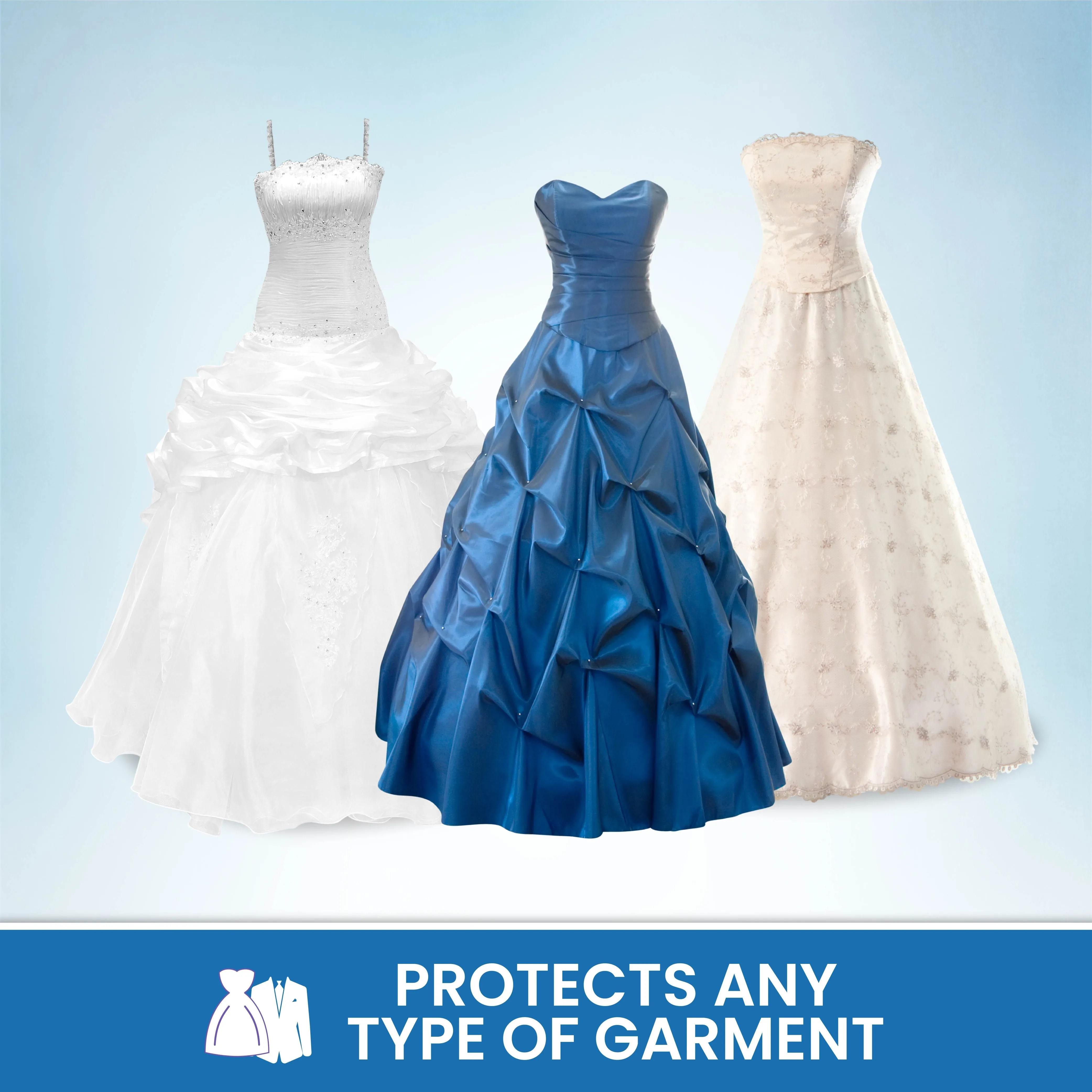 Wedding Dress Garment Bag 16 inch Gusseted, for Long Puffy Gowns, Clear Vinyl Pouch for Labeling
