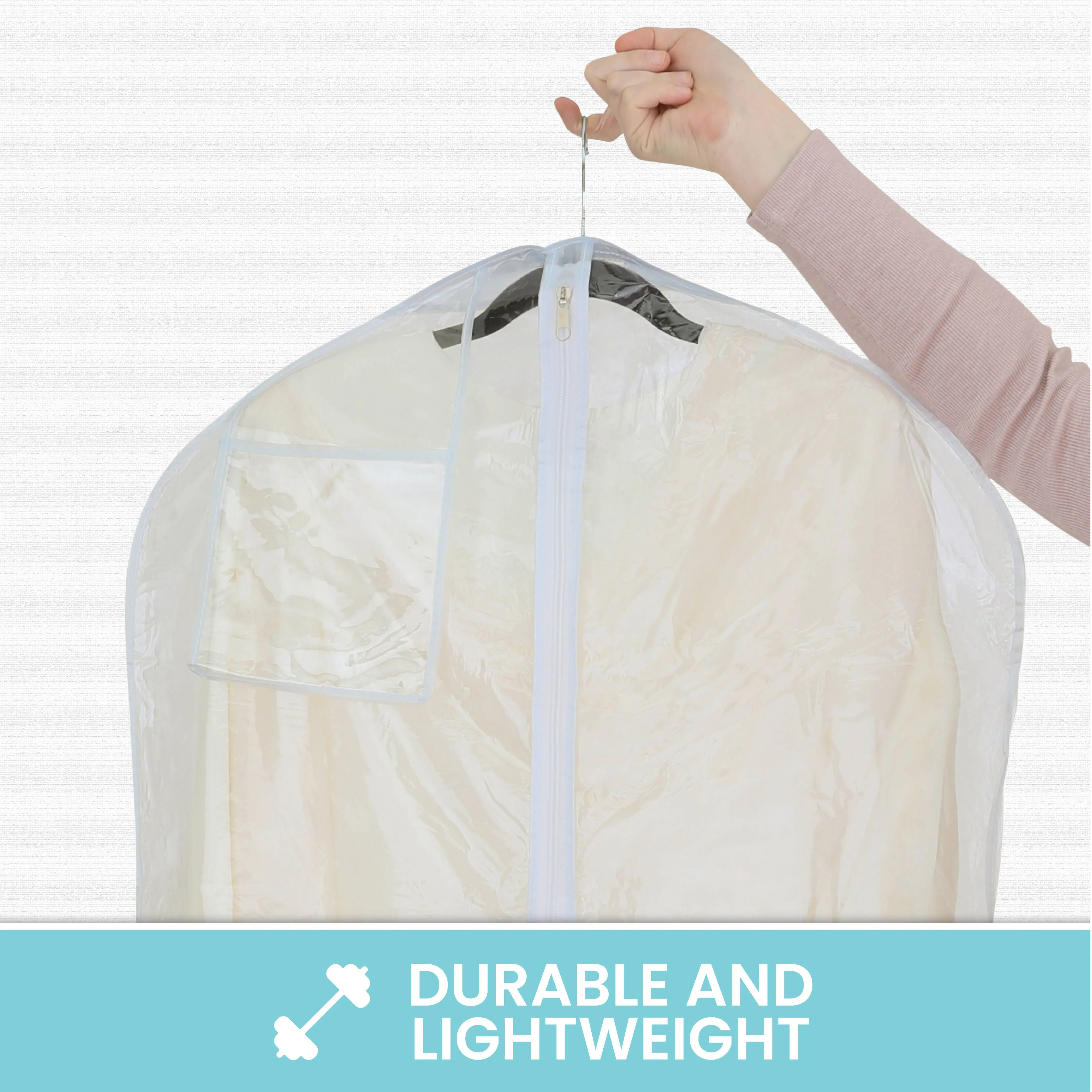 Wedding Dress Garment Bag 16 inch Gusseted, for Long Puffy Gowns, Clear Vinyl Pouch for Labeling