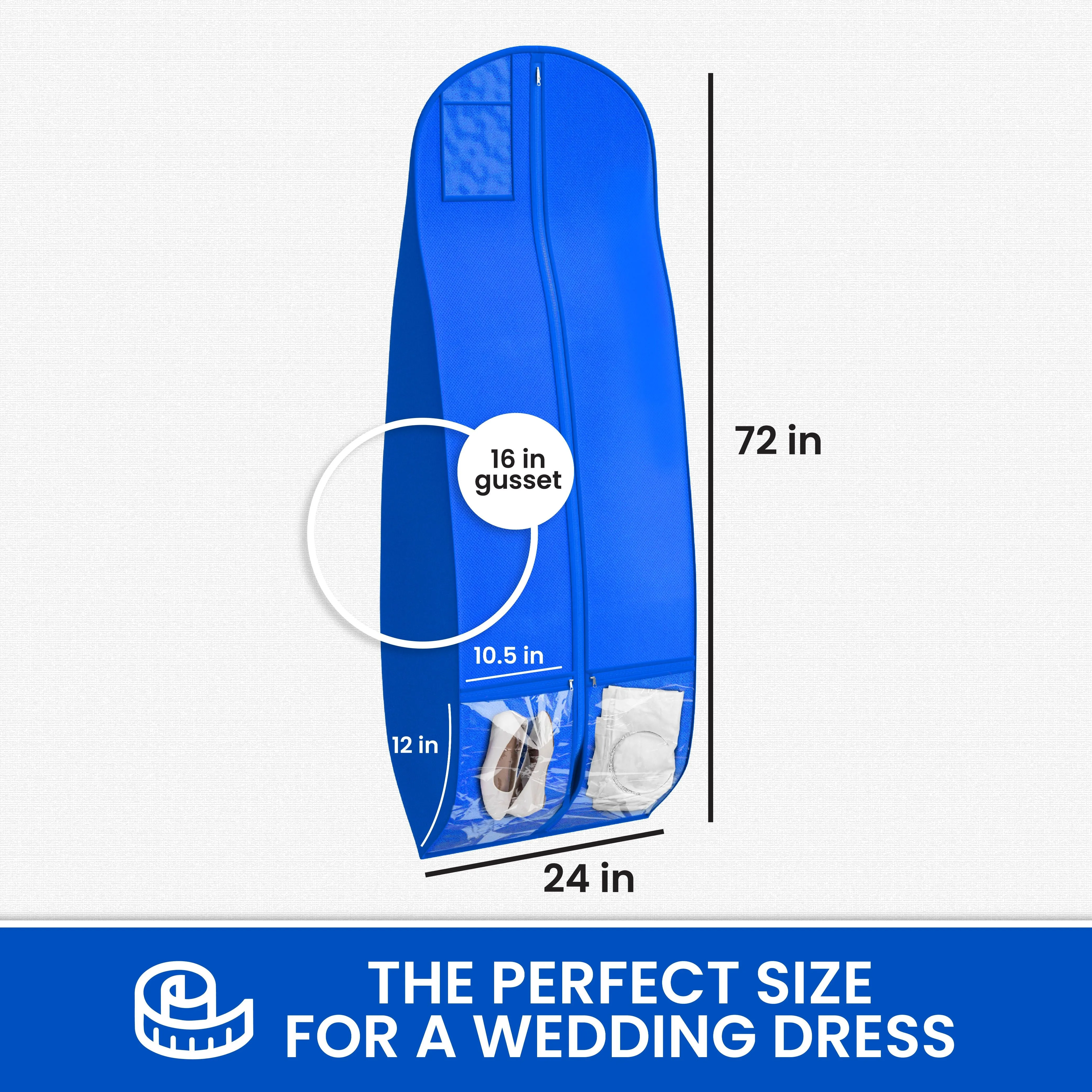 Wedding Dress Garment Bag 16 inch Gusseted, for Long Puffy Gowns, Clear Vinyl Pouch for Labeling