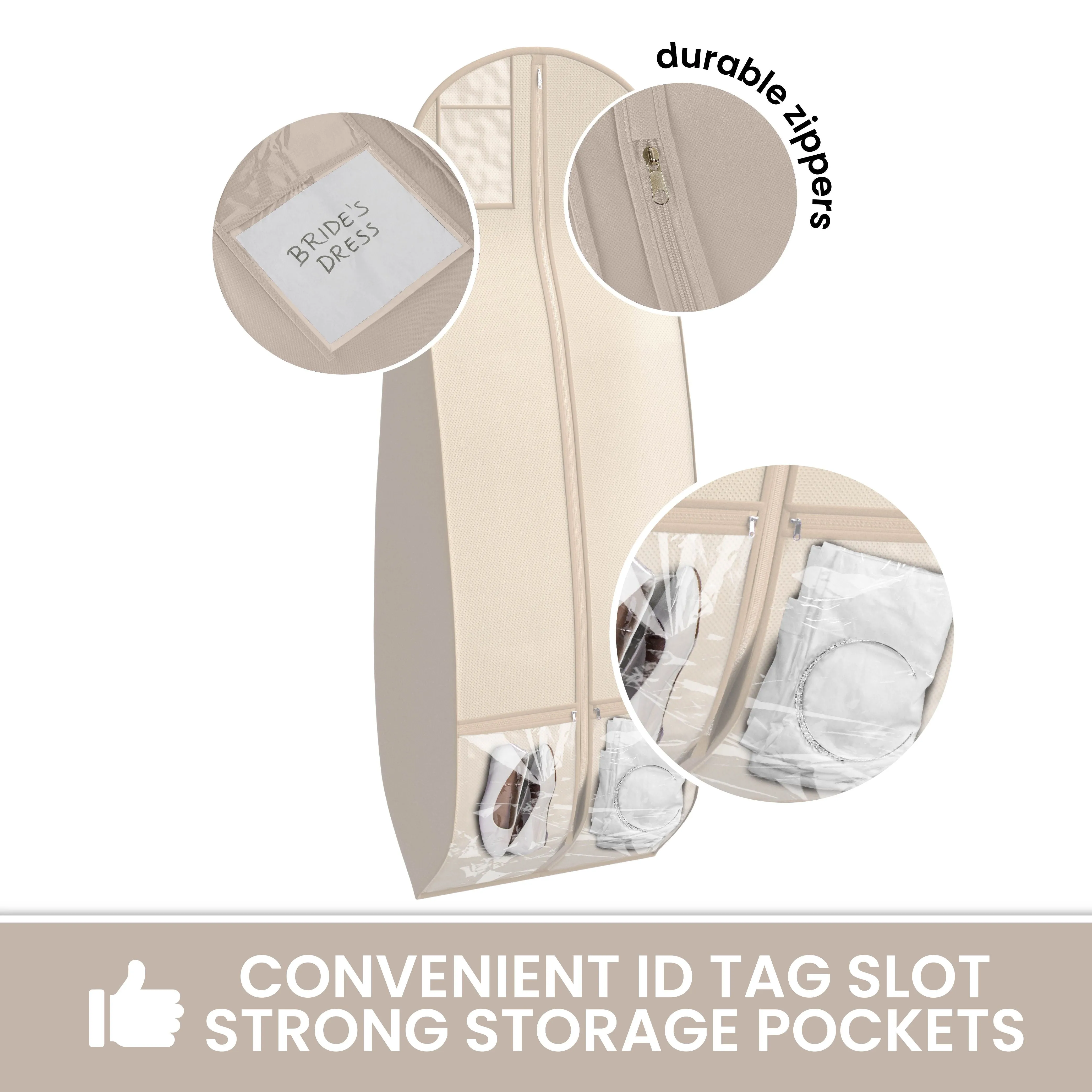 Wedding Dress Garment Bag 16 inch Gusseted, for Long Puffy Gowns, Clear Vinyl Pouch for Labeling