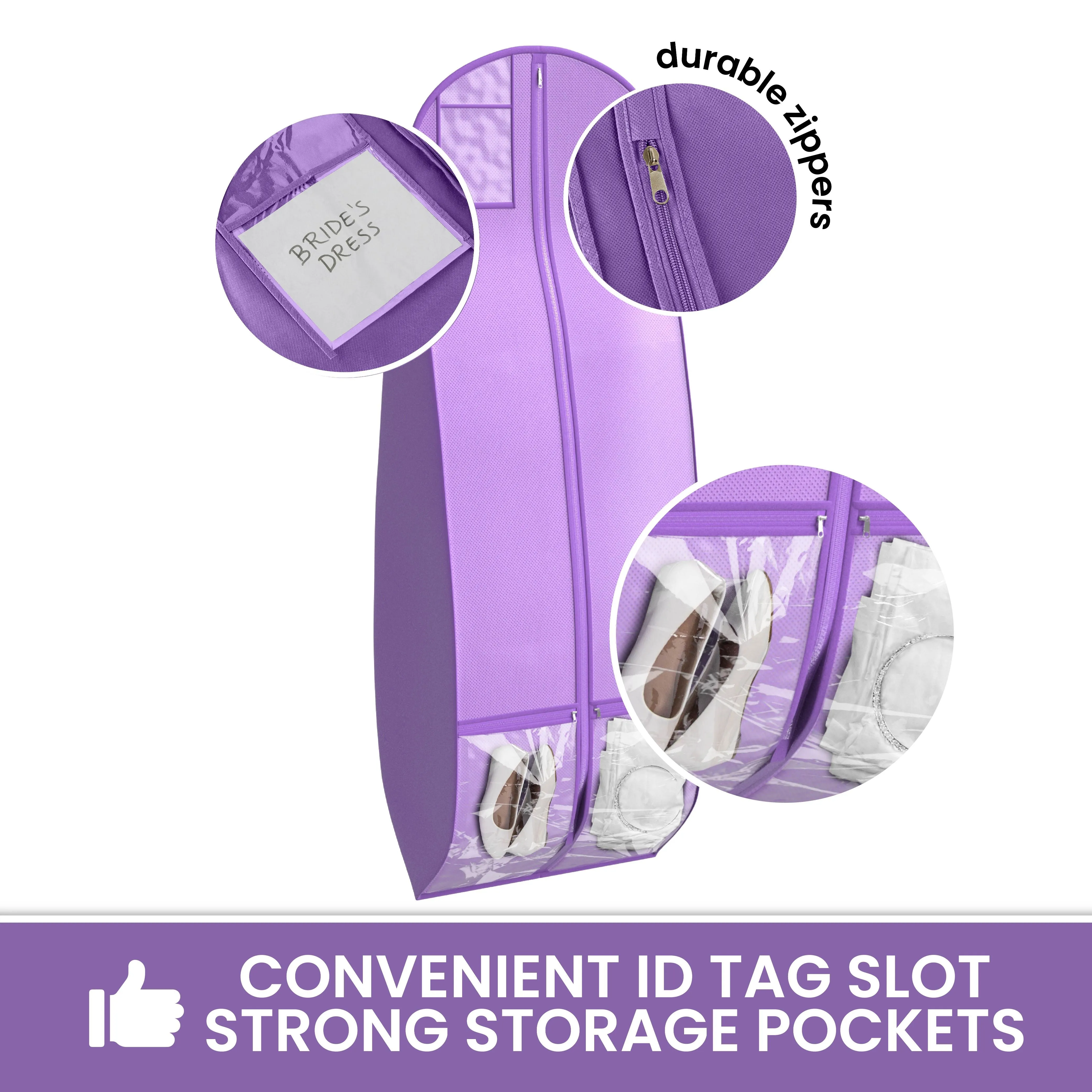 Wedding Dress Garment Bag 16 inch Gusseted, for Long Puffy Gowns, Clear Vinyl Pouch for Labeling