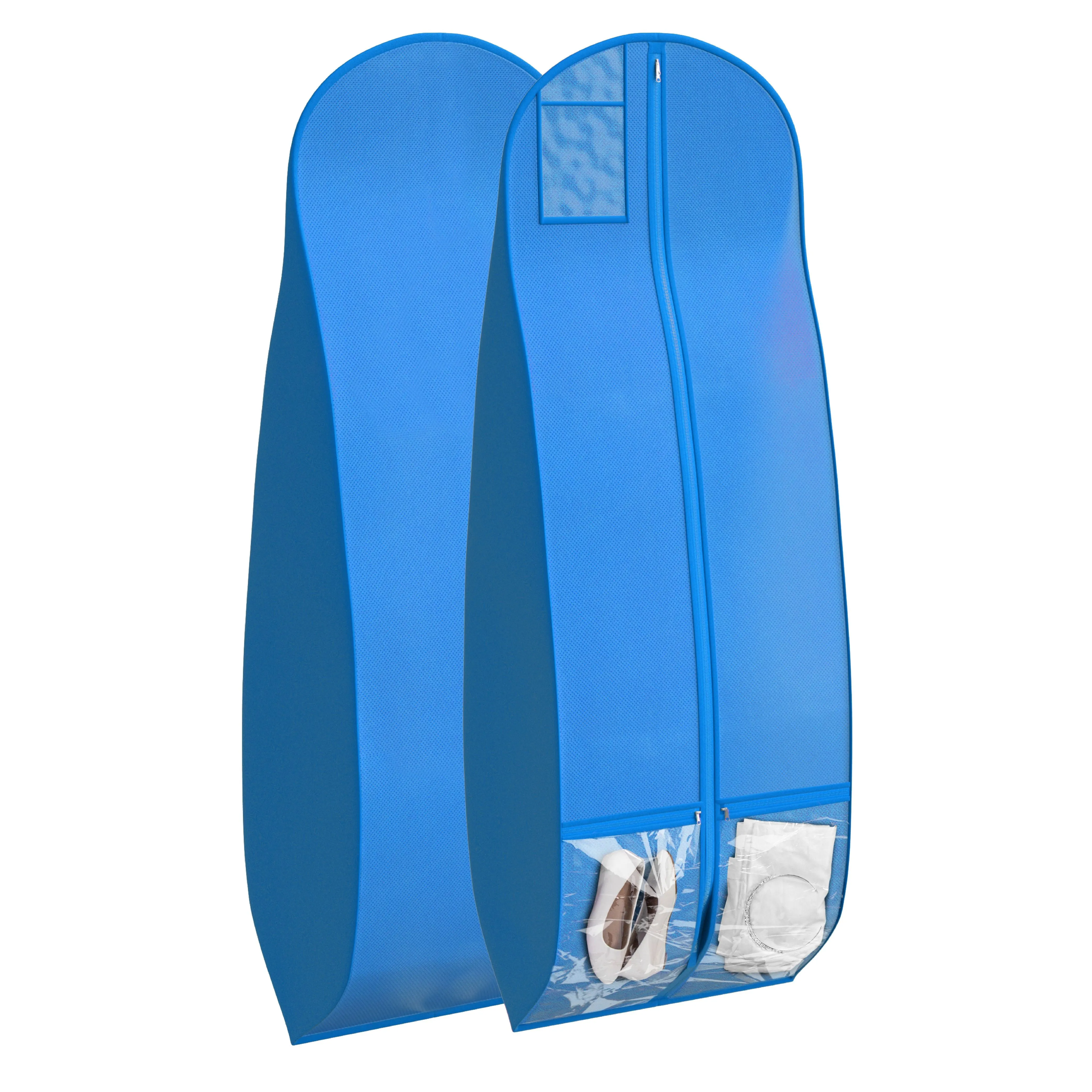 Wedding Dress Garment Bag 16 inch Gusseted, for Long Puffy Gowns, Clear Vinyl Pouch for Labeling
