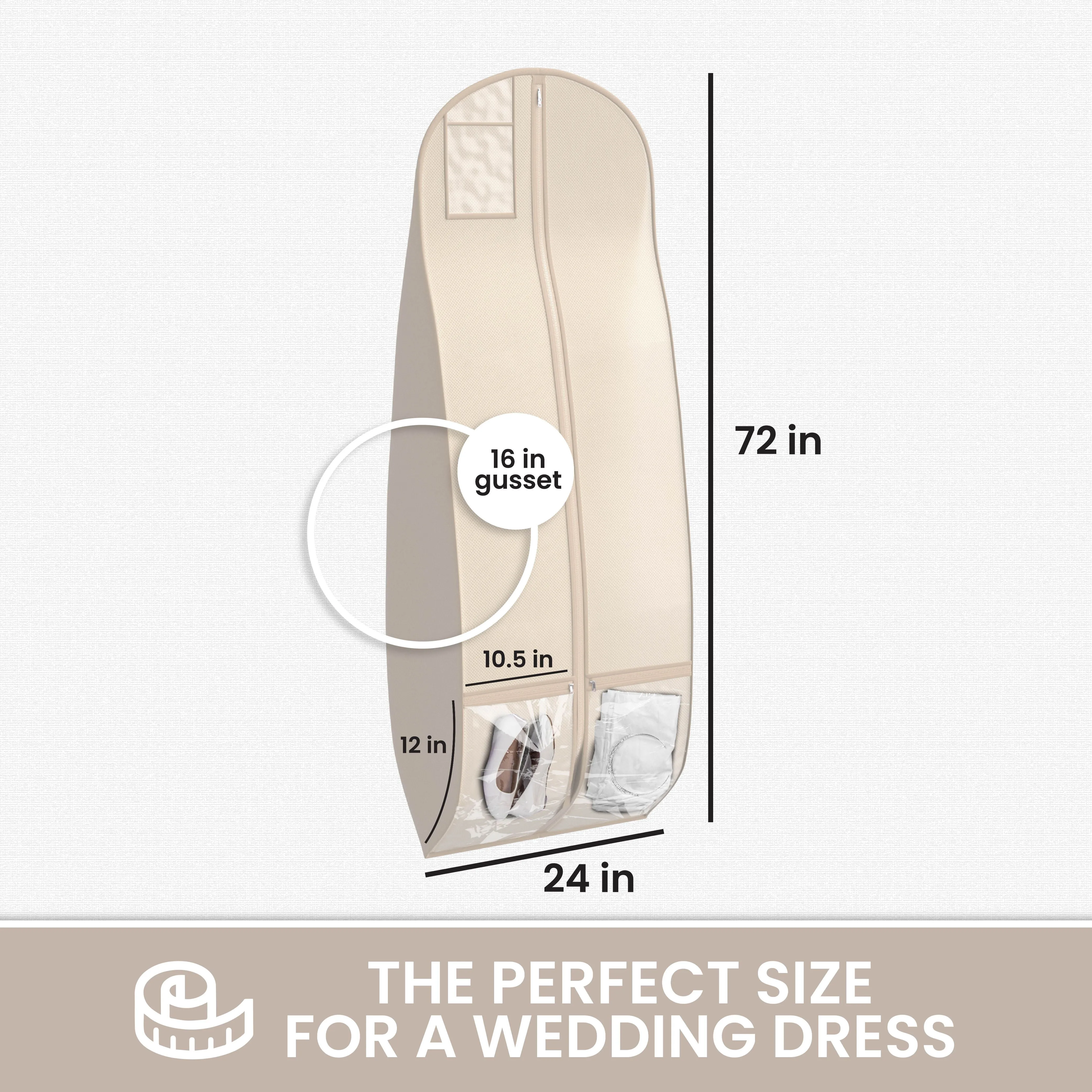 Wedding Dress Garment Bag 16 inch Gusseted, for Long Puffy Gowns, Clear Vinyl Pouch for Labeling