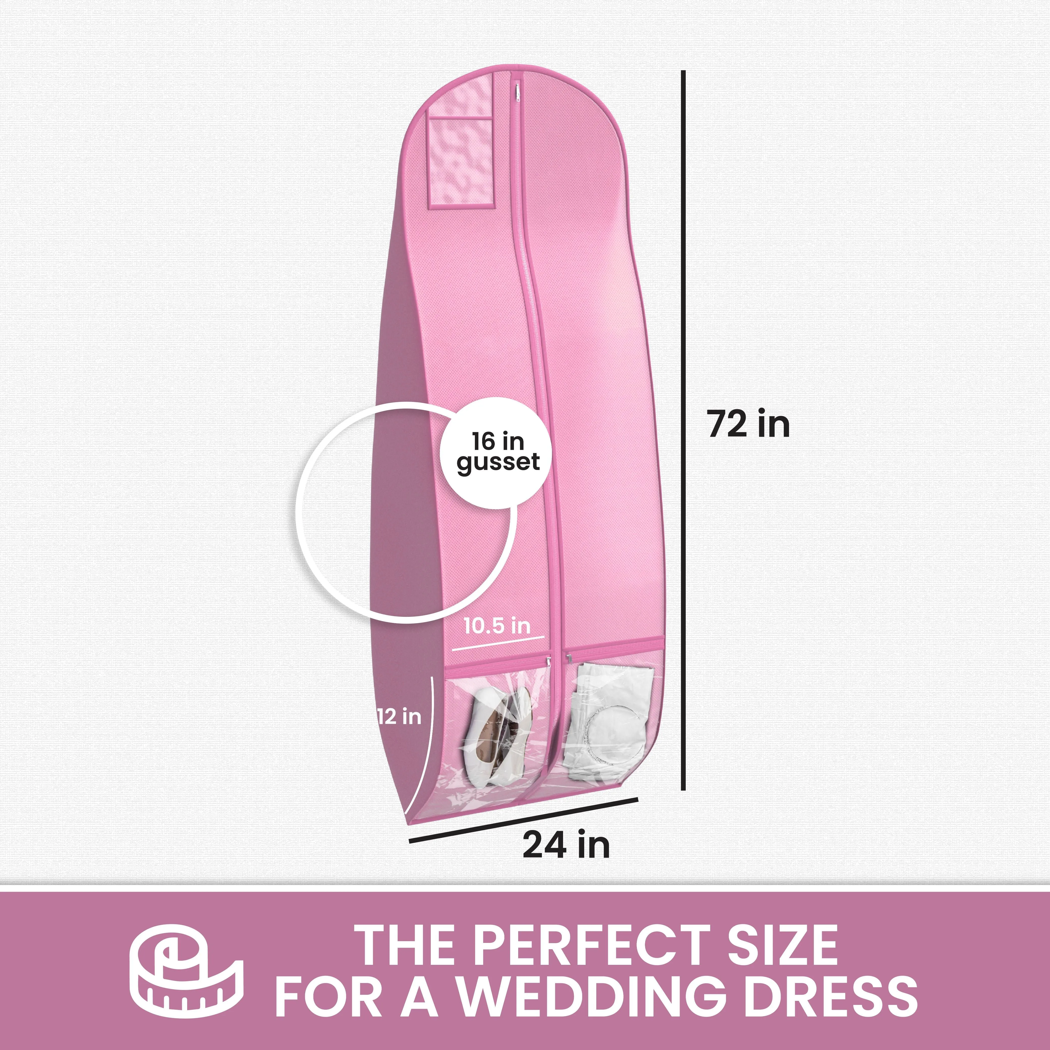 Wedding Dress Garment Bag 16 inch Gusseted, for Long Puffy Gowns, Clear Vinyl Pouch for Labeling