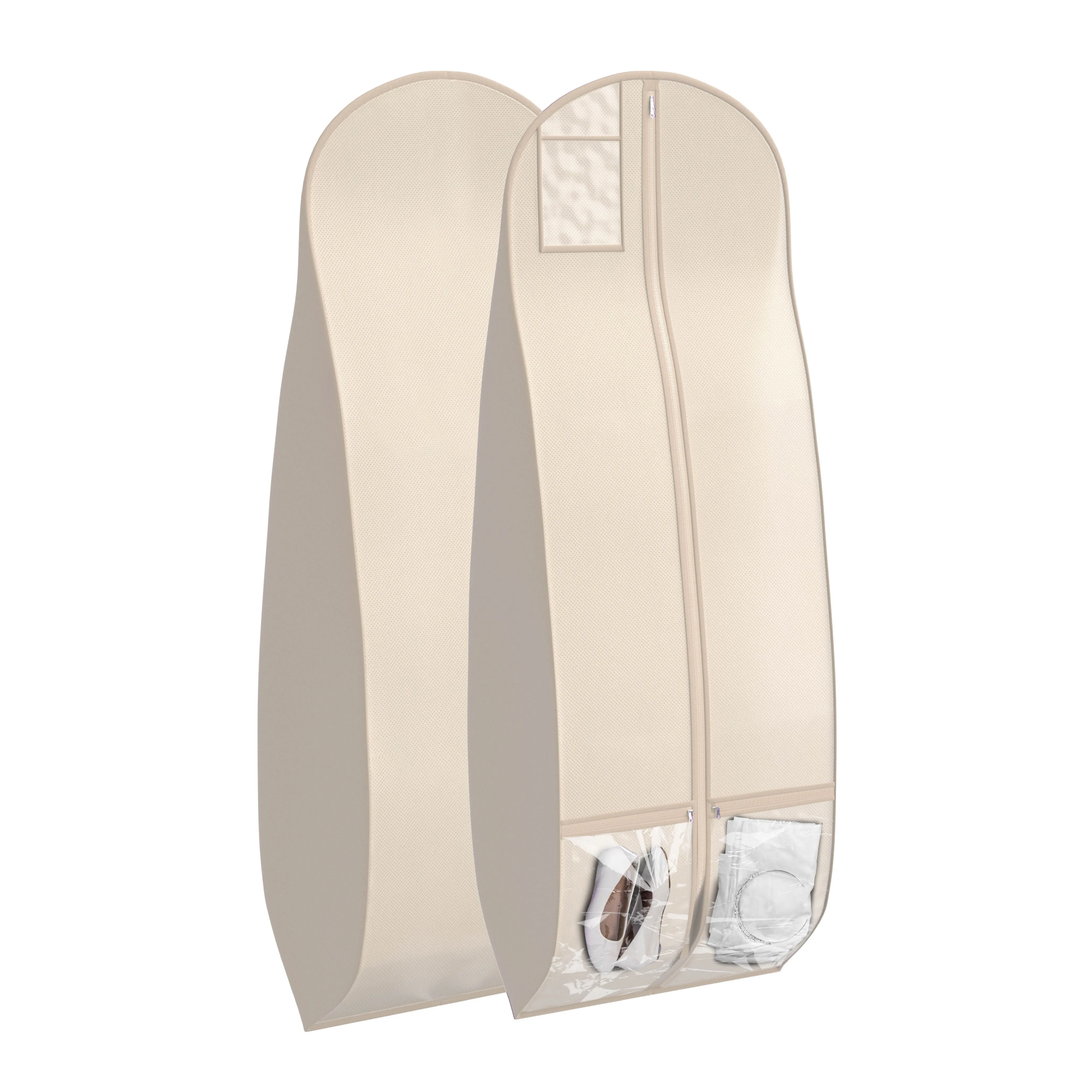 Wedding Dress Garment Bag 16 inch Gusseted, for Long Puffy Gowns, Clear Vinyl Pouch for Labeling