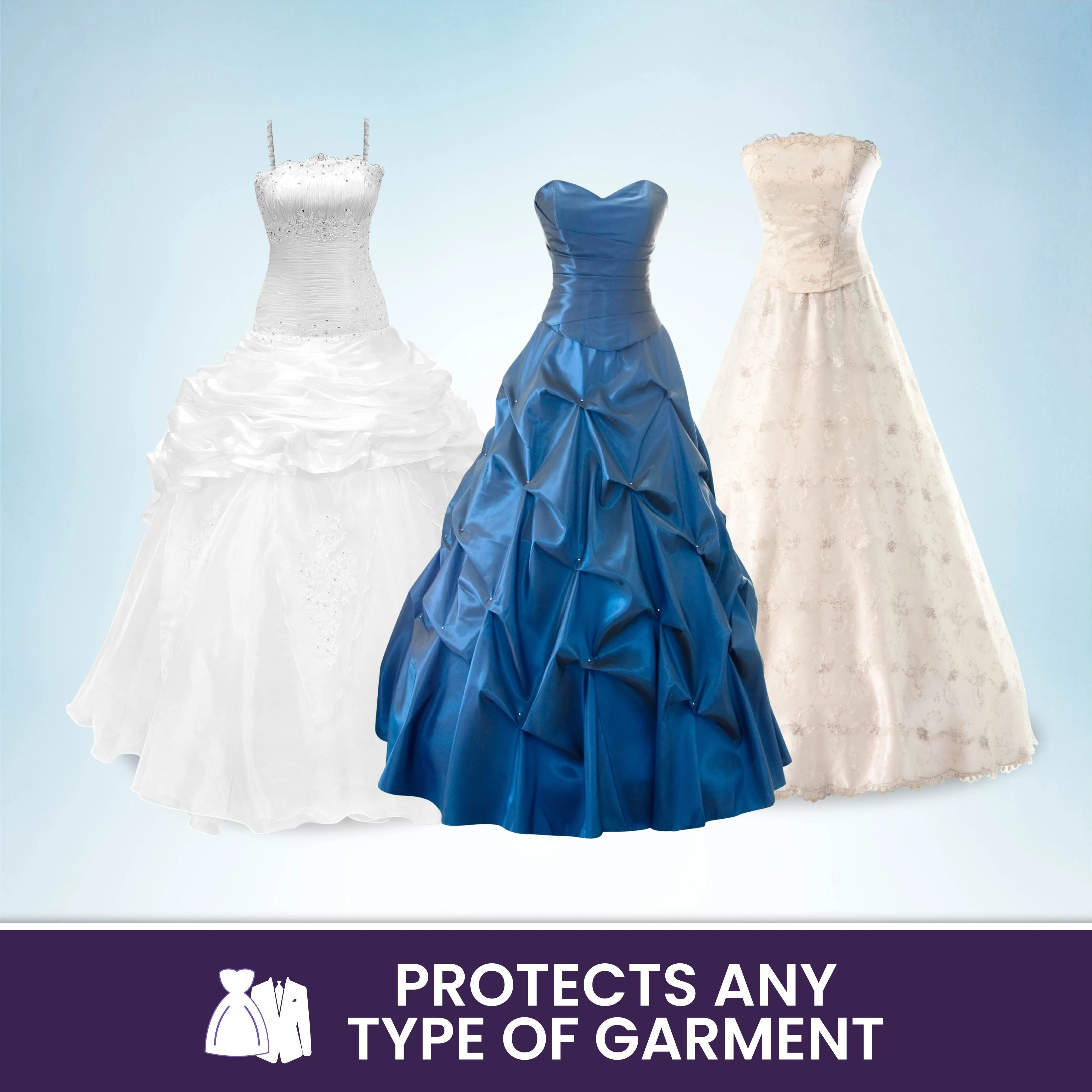 Wedding Dress Garment Bag 16 inch Gusseted, for Long Puffy Gowns, Clear Vinyl Pouch for Labeling