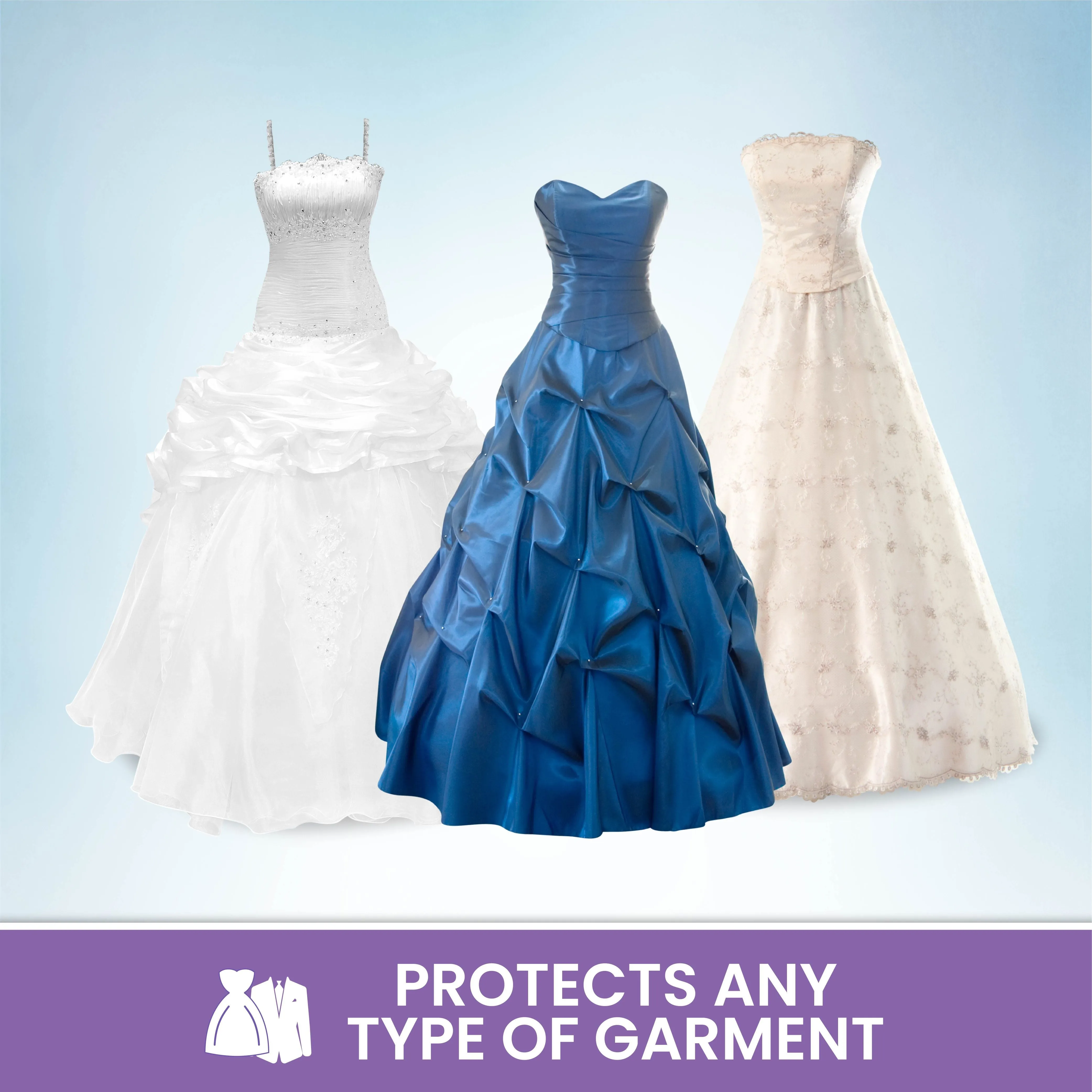 Wedding Dress Garment Bag 16 inch Gusseted, for Long Puffy Gowns, Clear Vinyl Pouch for Labeling
