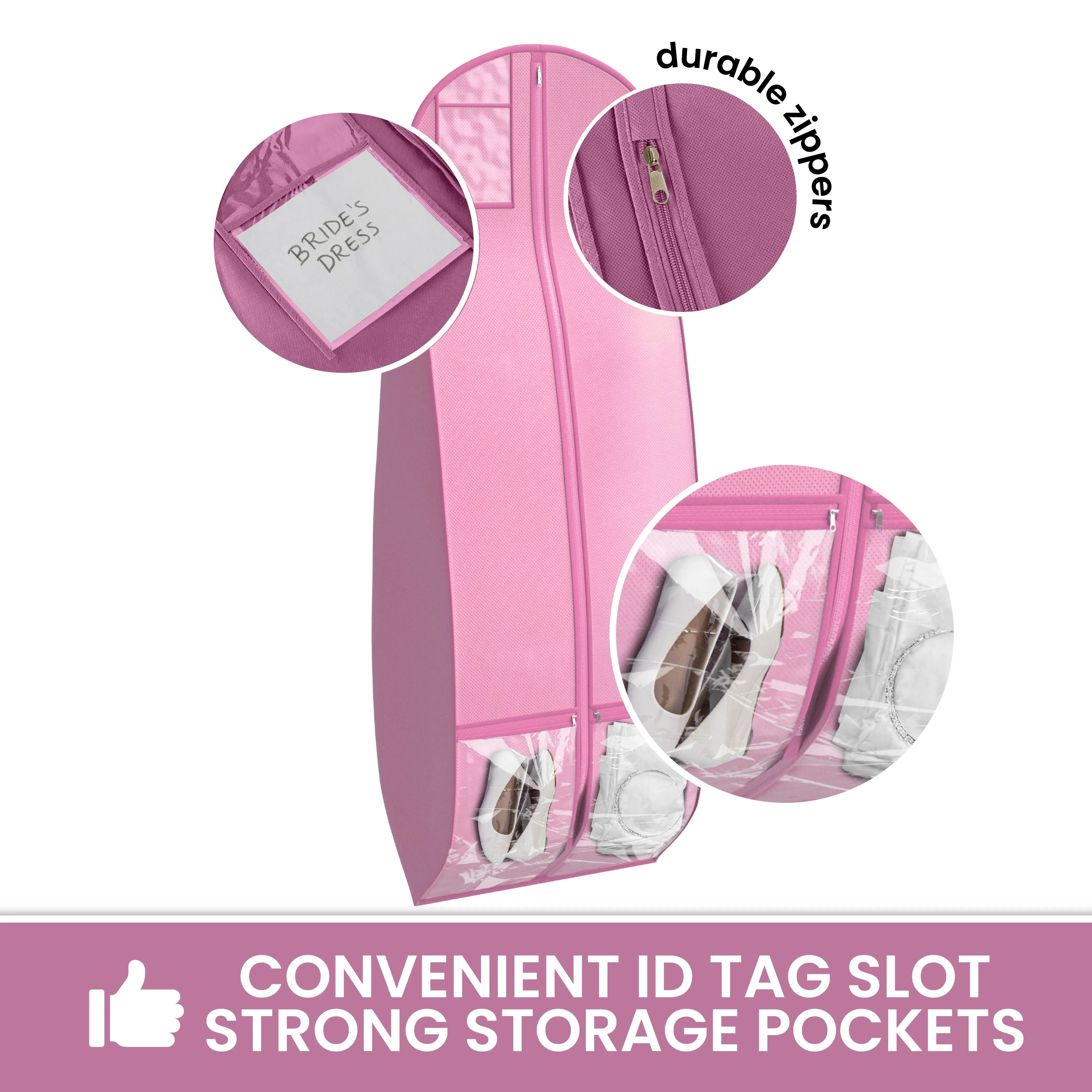Wedding Dress Garment Bag 16 inch Gusseted, for Long Puffy Gowns, Clear Vinyl Pouch for Labeling
