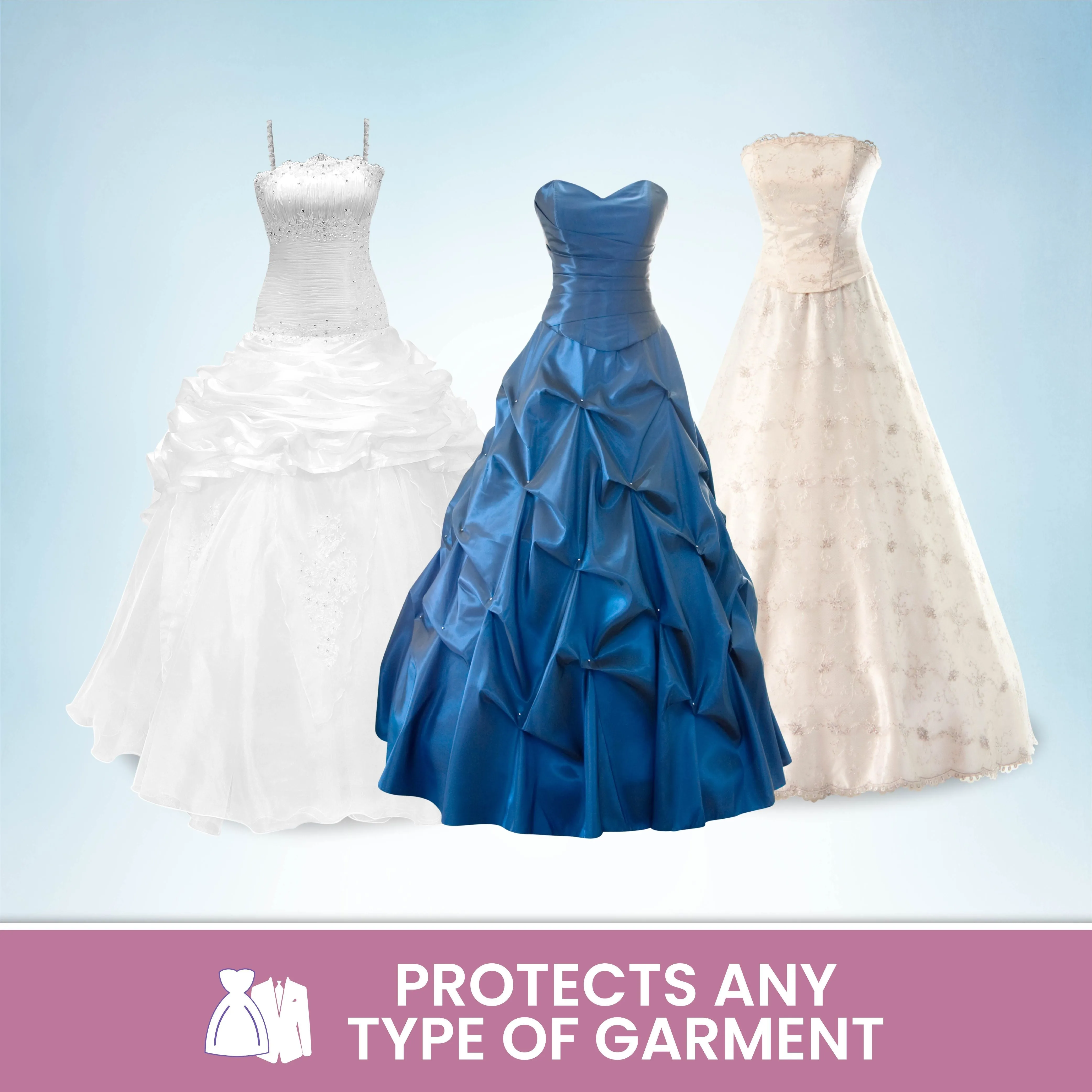 Wedding Dress Garment Bag 16 inch Gusseted, for Long Puffy Gowns, Clear Vinyl Pouch for Labeling
