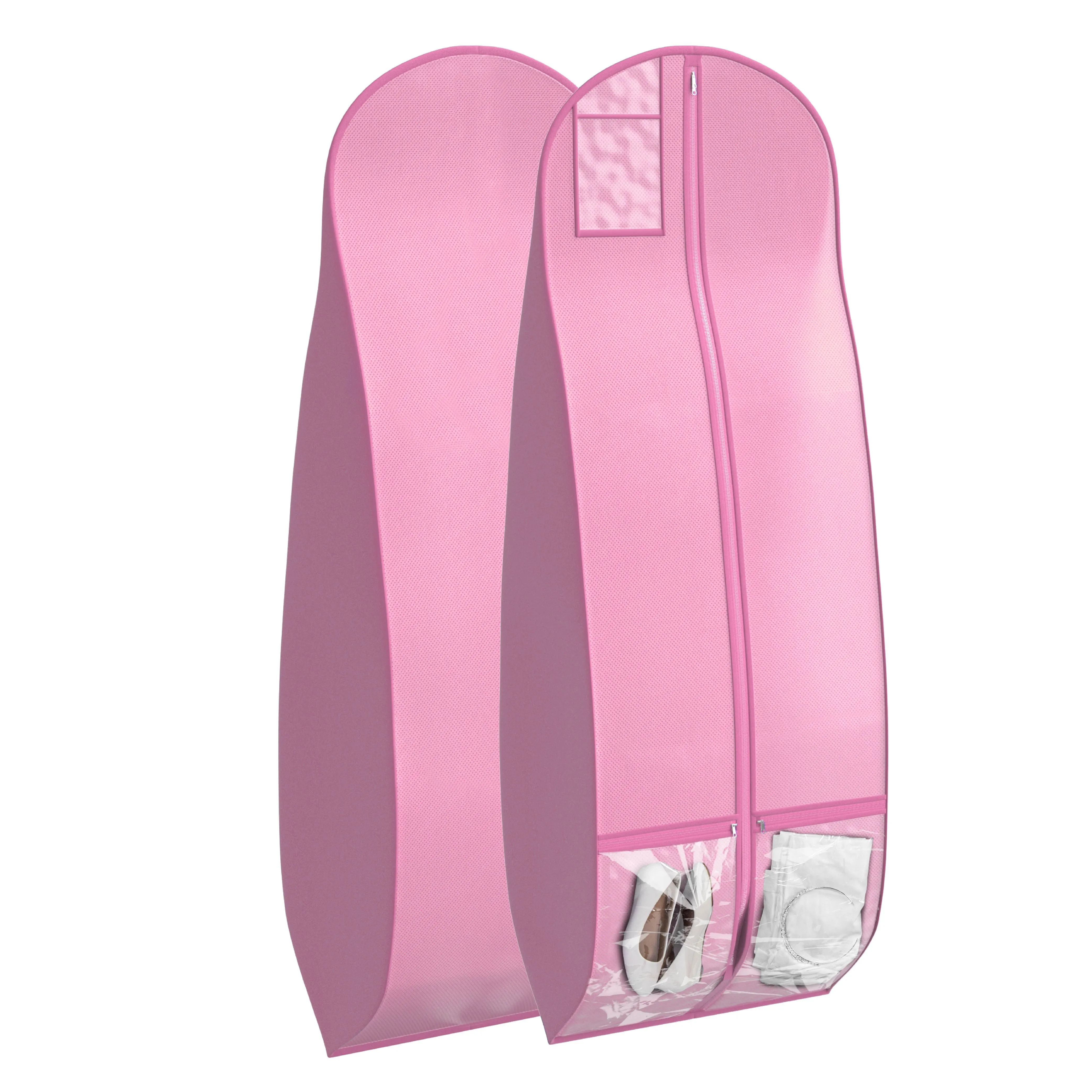 Wedding Dress Garment Bag 16 inch Gusseted, for Long Puffy Gowns, Clear Vinyl Pouch for Labeling