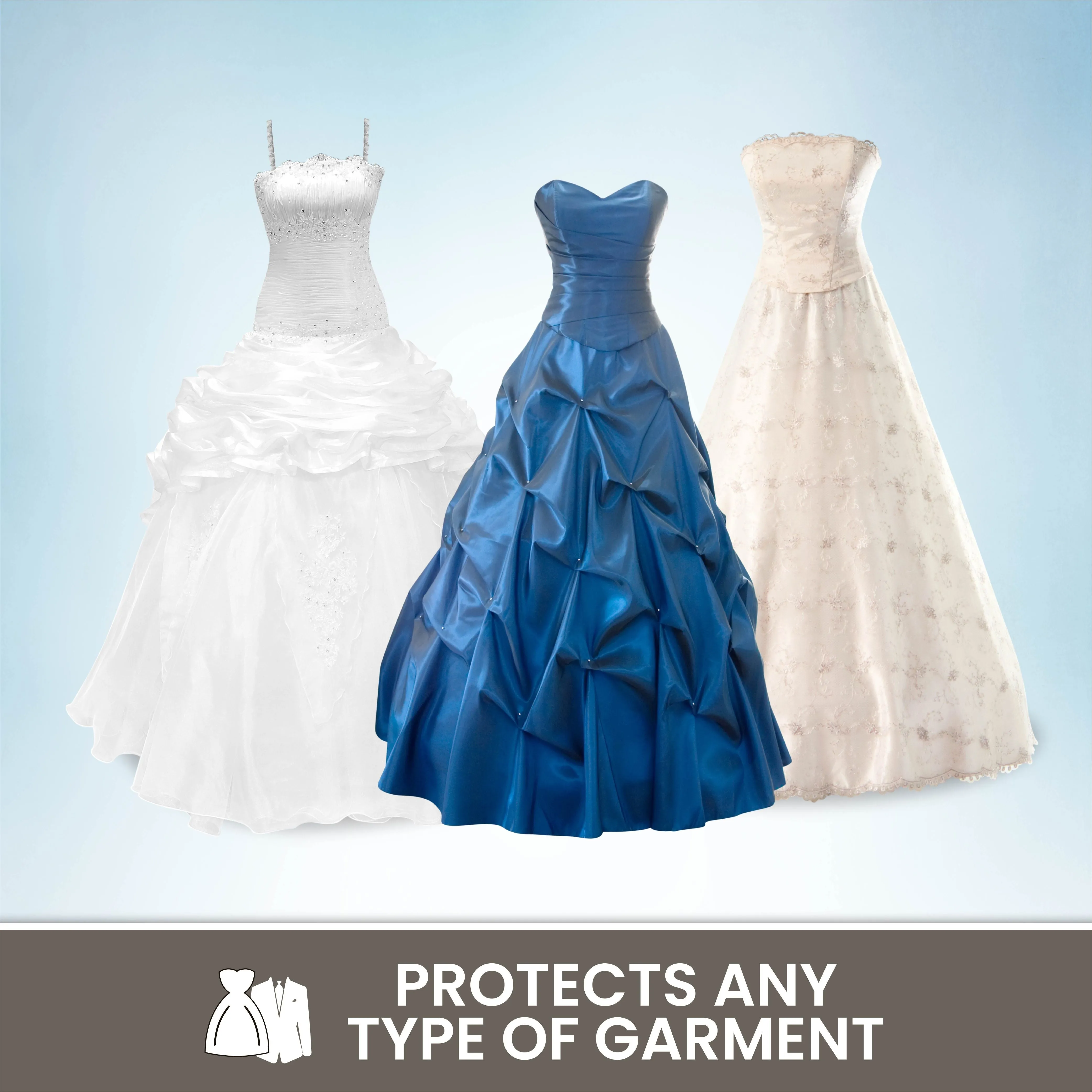 Wedding Dress Garment Bag 16 inch Gusseted, for Long Puffy Gowns, Clear Vinyl Pouch for Labeling