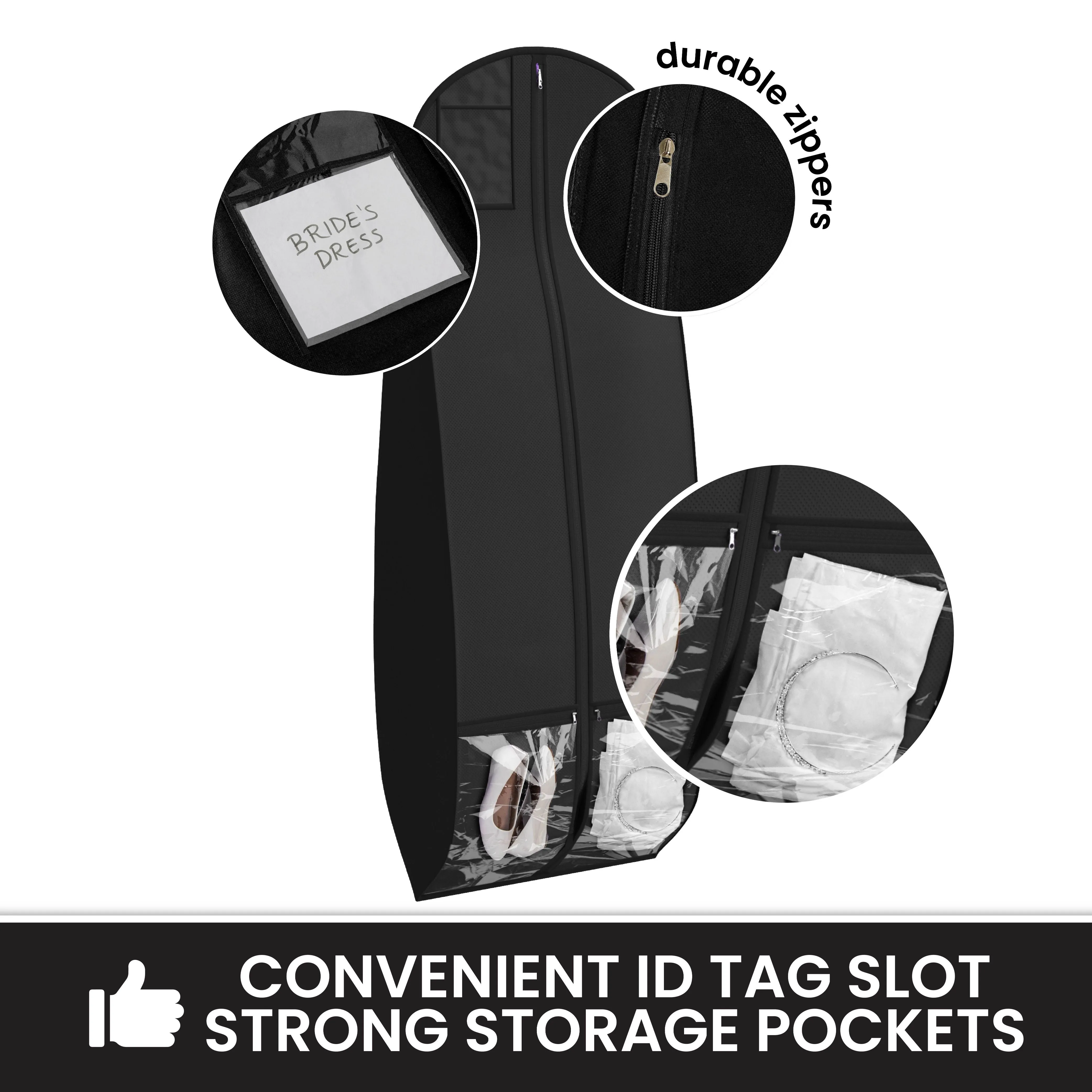 Wedding Dress Garment Bag 16 inch Gusseted, for Long Puffy Gowns, Clear Vinyl Pouch for Labeling